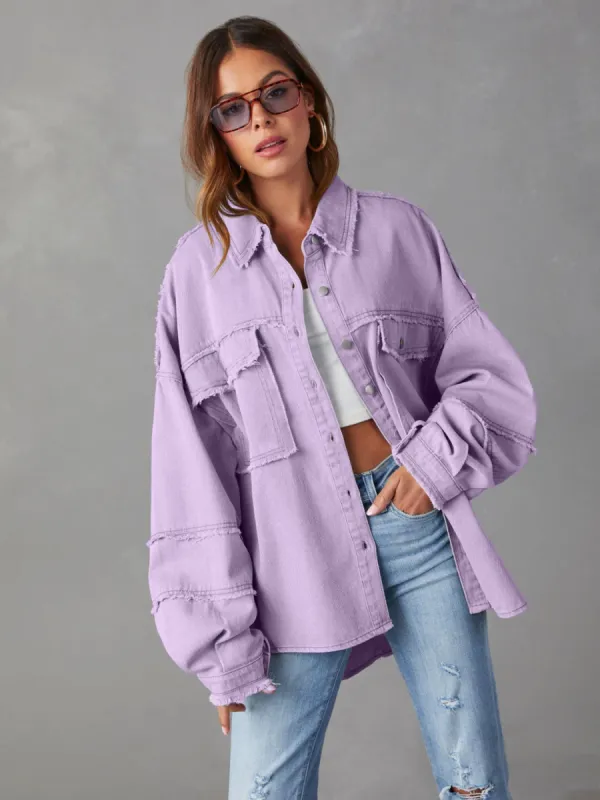 Dropped Shoulder Raw Hem Jacket sold by Charming Charlie