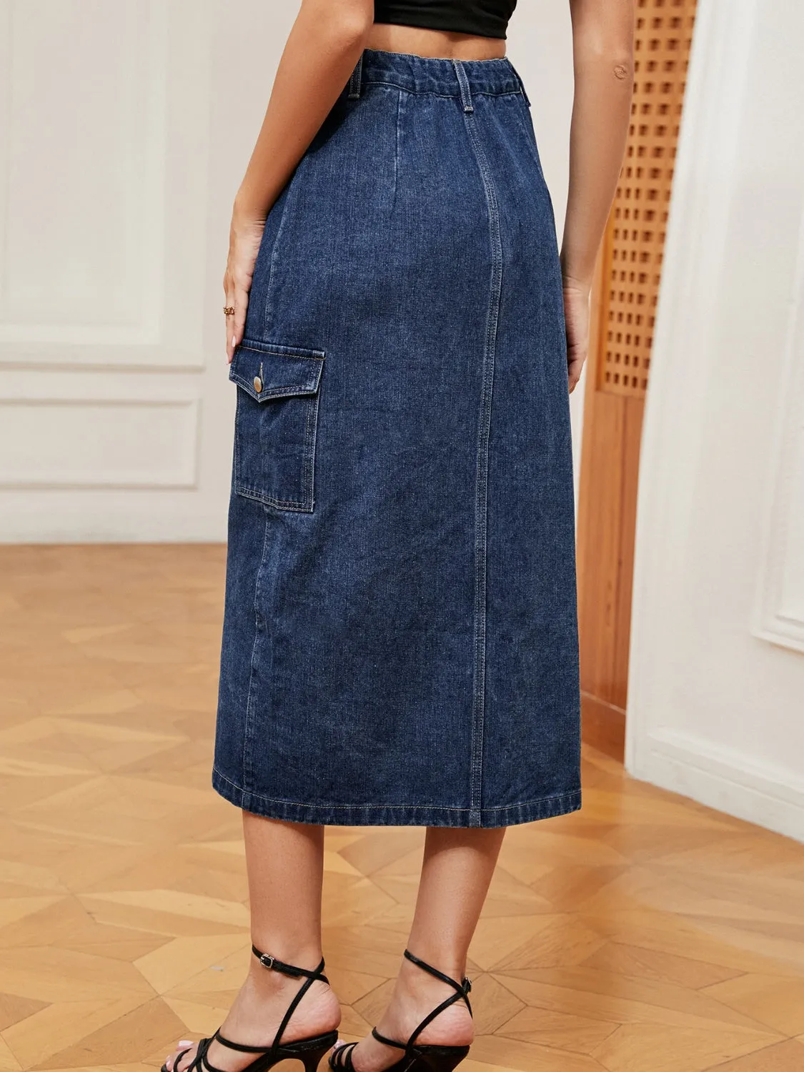 Button Down Denim Skirt sold by Charming Charlie product image thumbnail 2