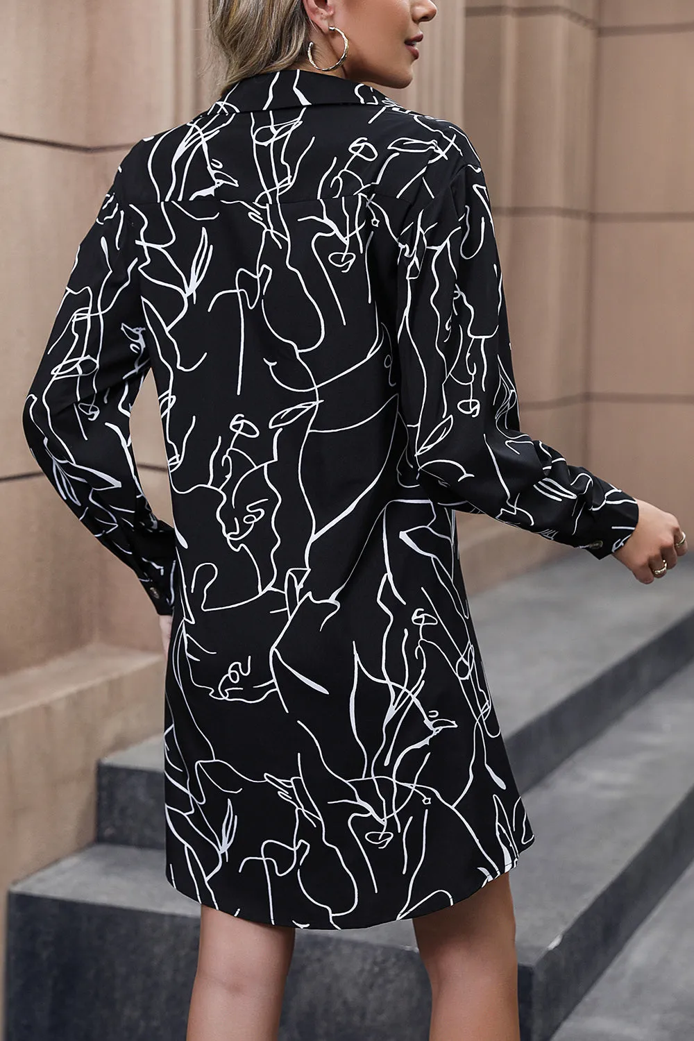 Printed Long Sleeve Shirt Dress sold by Charming Charlie product image thumbnail 2