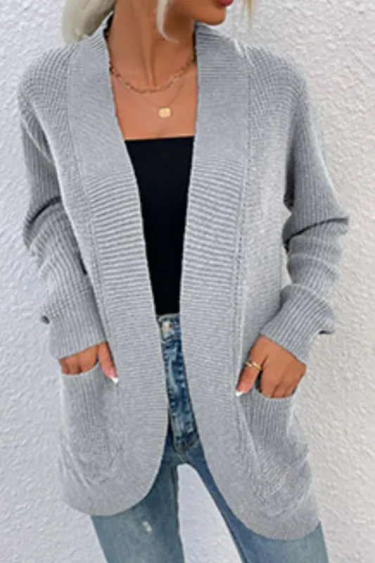 Open Front Rib-Knit Cardigan with Pockets sold by Charming Charlie