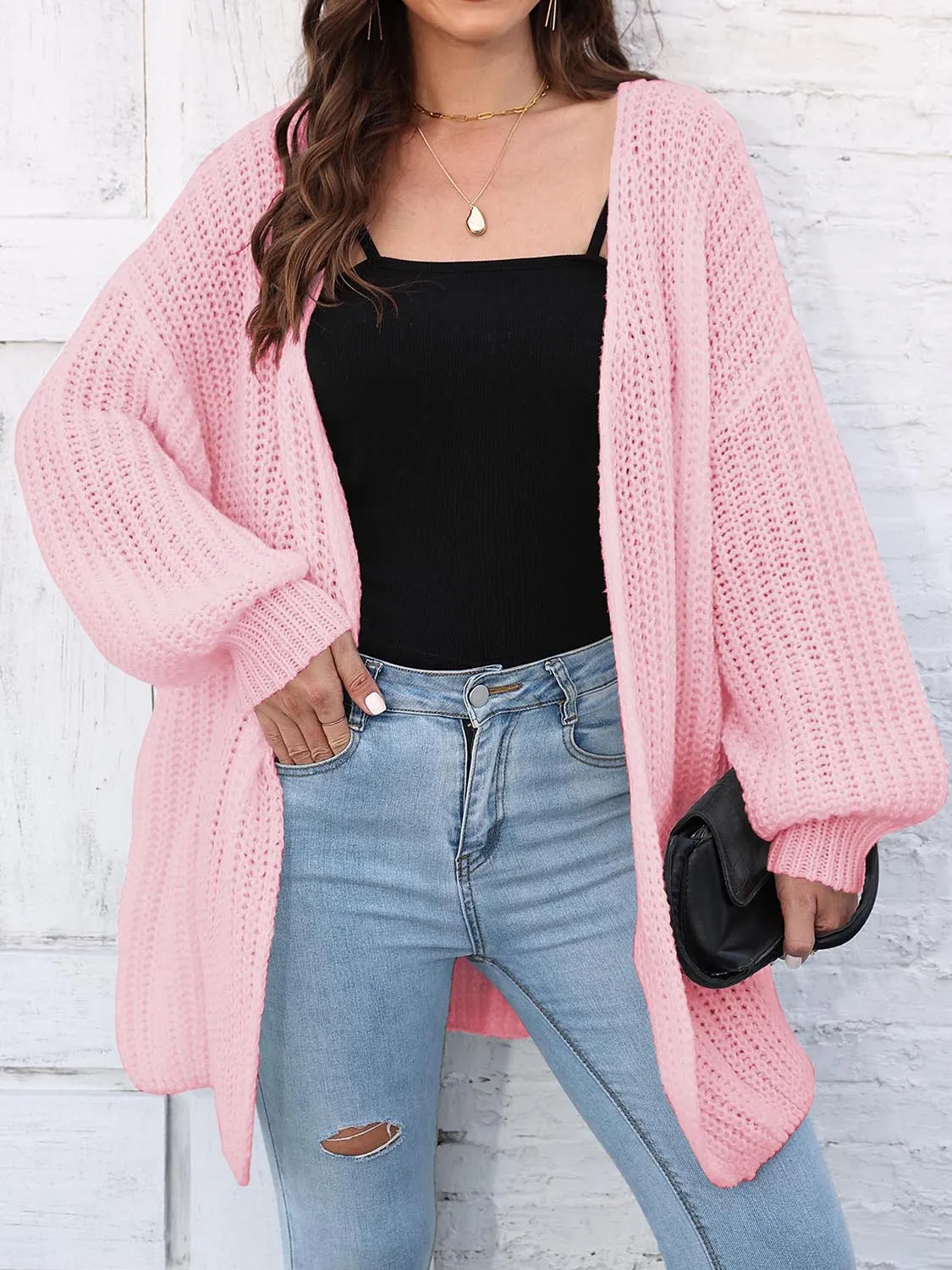 Open Front Dropped Shoulder Longline Cardigan sold by Charming Charlie product image thumbnail 4