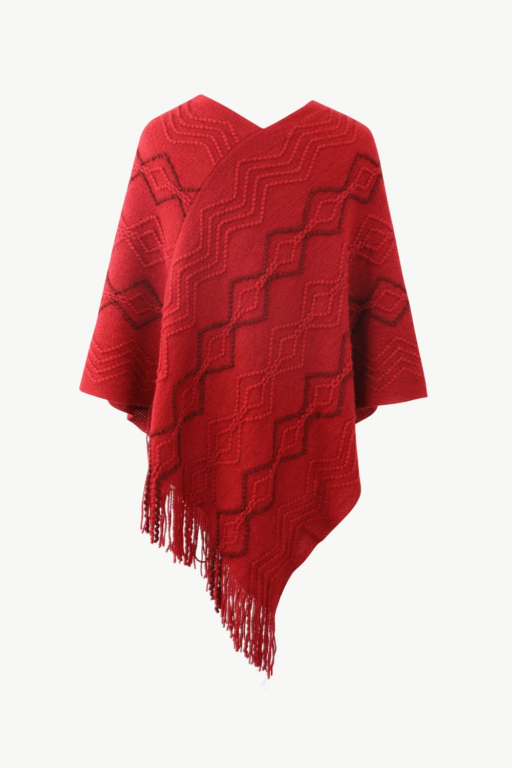 Pearl Trim V-Neck Fringe Hem Poncho sold by Charming Charlie product image thumbnail 5