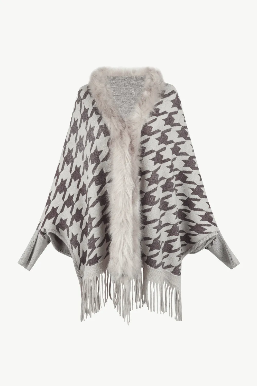 Houndstooth Fringe Hem Poncho sold by Charming Charlie product image thumbnail 5