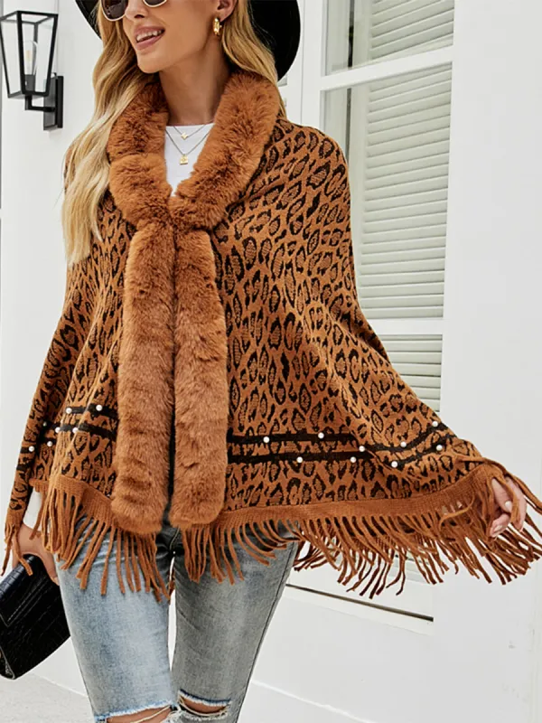Leopard Fringe Hem Poncho sold by Charming Charlie