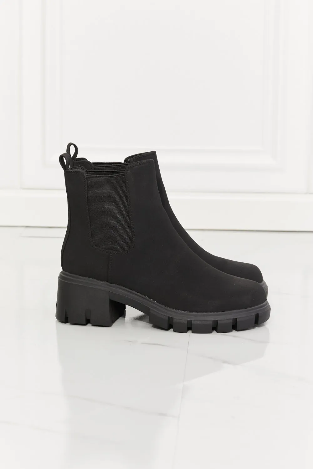 Work For It Matte Lug Sole Chelsea Boots in Black sold by Charming Charlie product image thumbnail 5