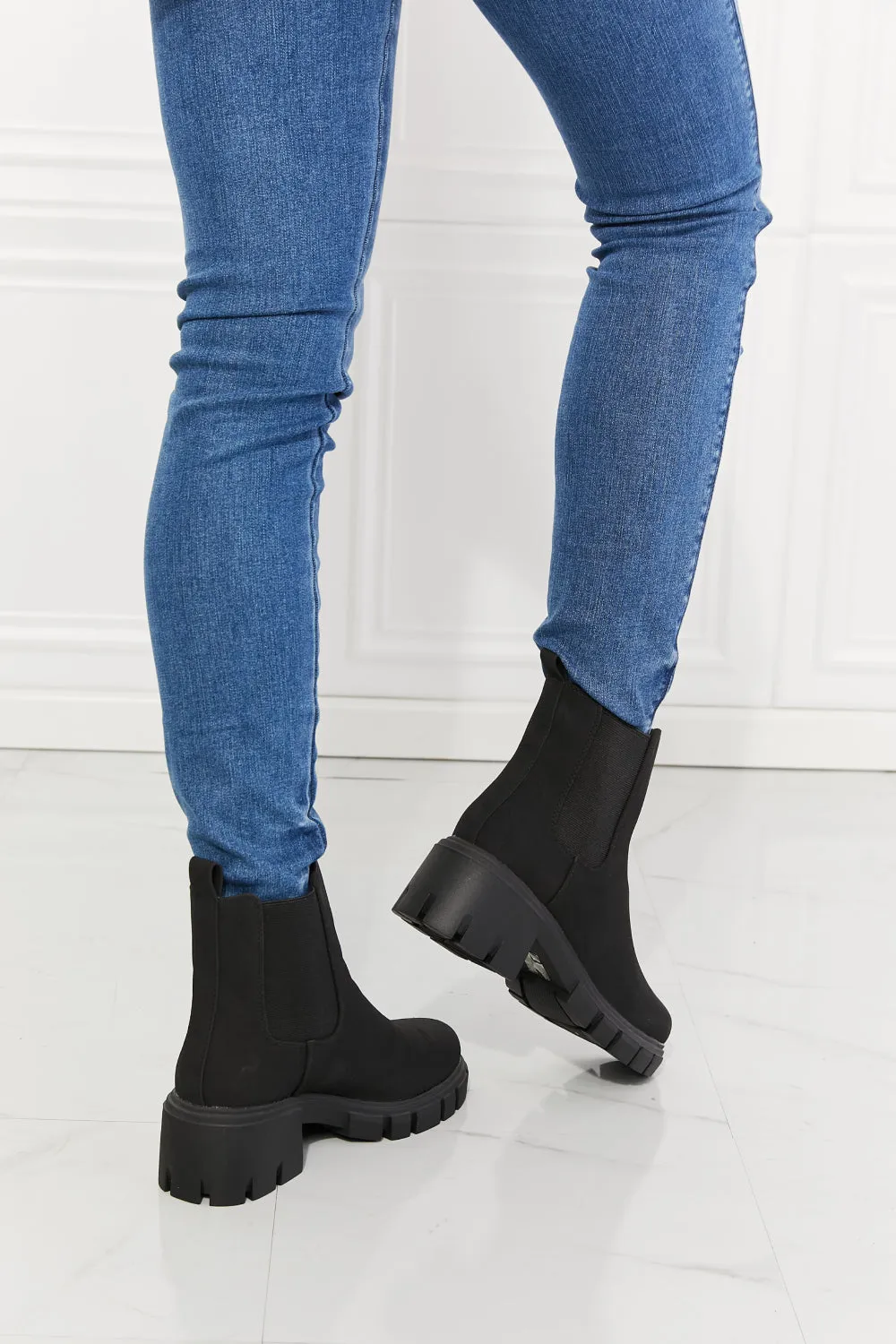 Work For It Matte Lug Sole Chelsea Boots in Black sold by Charming Charlie product image thumbnail 2