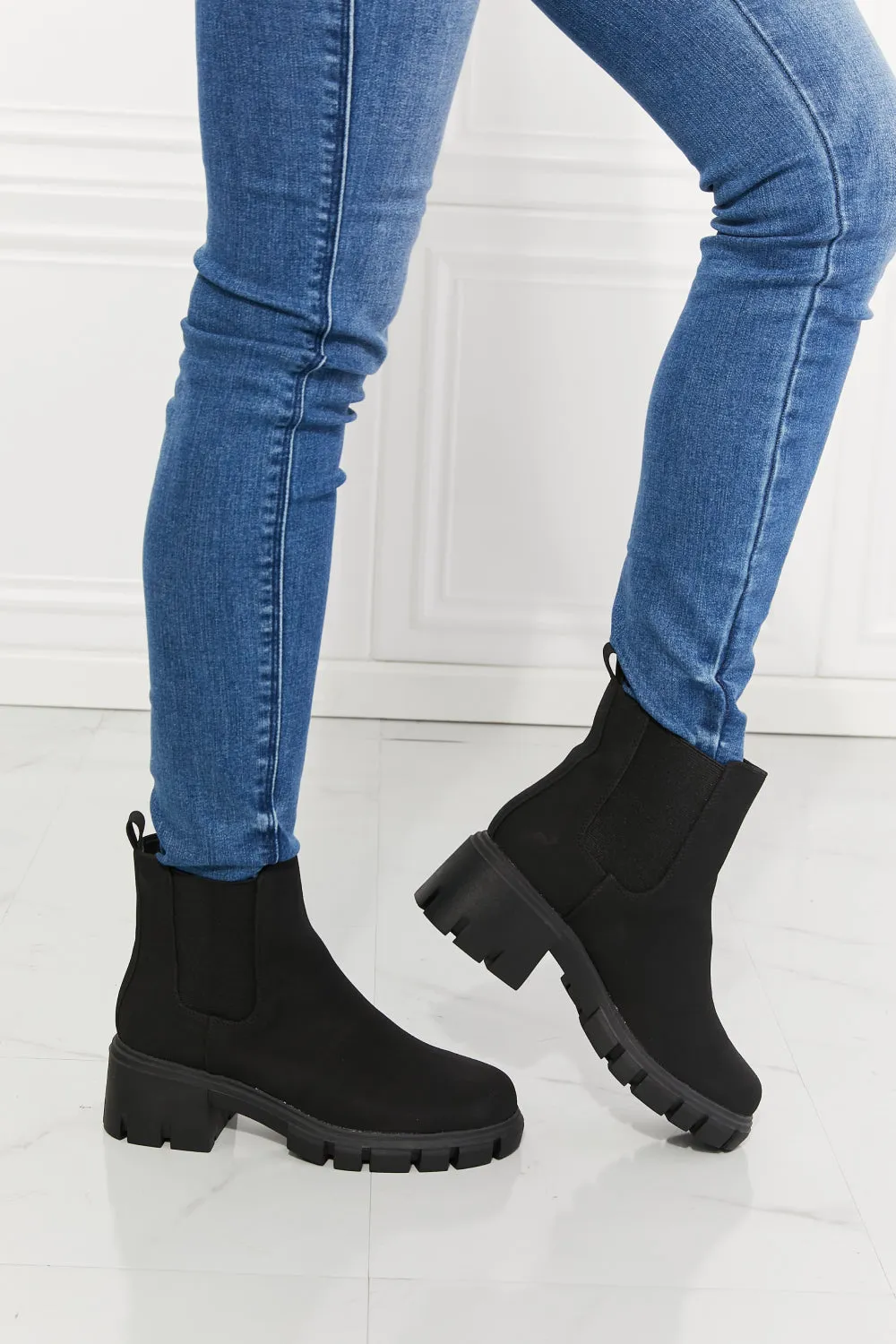 Work For It Matte Lug Sole Chelsea Boots in Black sold by Charming Charlie product image thumbnail 3