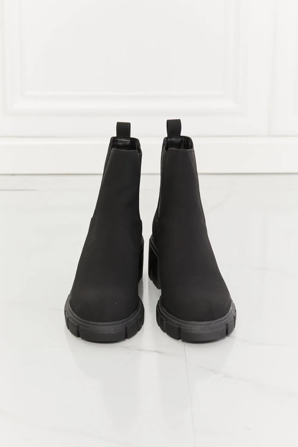 Work For It Matte Lug Sole Chelsea Boots in Black sold by Charming Charlie product image thumbnail 4