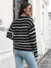 Striped Round Neck Dropped Shoulder Sweater sold by Charming Charlie