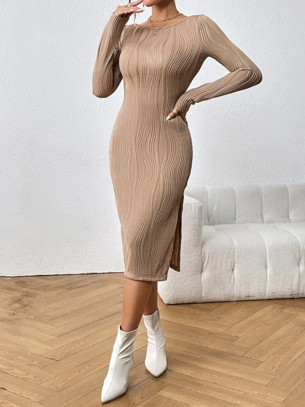 Long Sleeve Slit Midi Dress sold by Charming Charlie