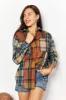 Double Take Plaid Curved Hem Shirt Jacket with Breast Pockets sold by Charming Charlie