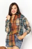 Double Take Plaid Curved Hem Shirt Jacket with Breast Pockets sold by Charming Charlie