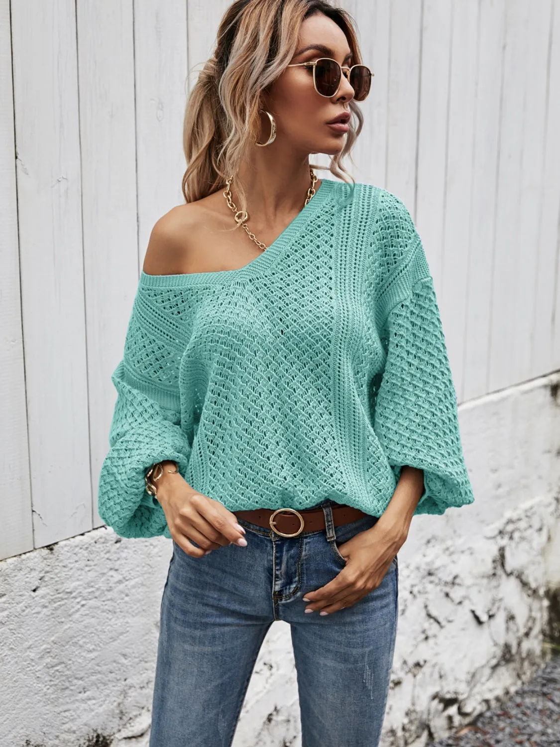 V-Neck Dropped Shoulder Sweater sold by Charming Charlie product image thumbnail 4