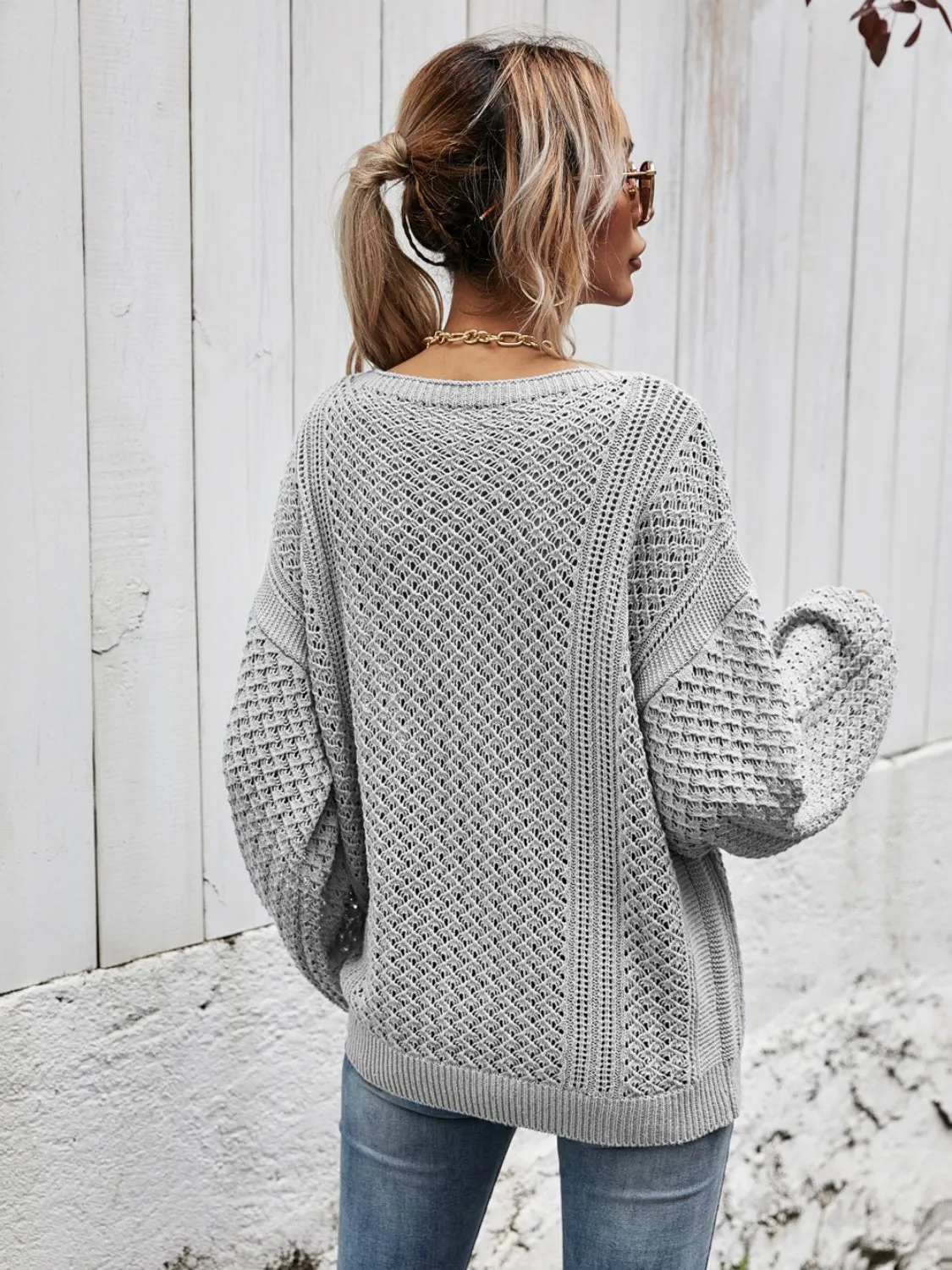 V-Neck Dropped Shoulder Sweater sold by Charming Charlie product image thumbnail 2