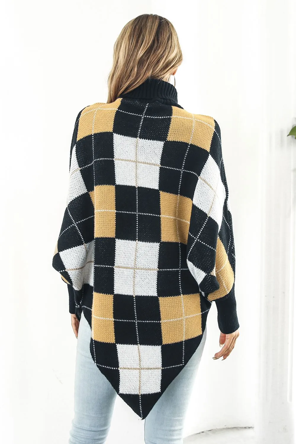Plaid Turtleneck Dolman Sleeve Poncho sold by Charming Charlie product image thumbnail 2