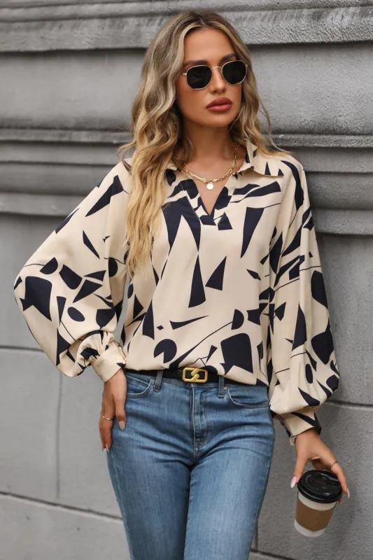 Printed Johnny Collar Blouse sold by Charming Charlie