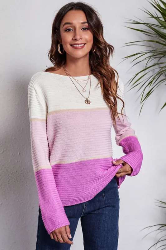 Color Block Horizontal Ribbing Sweater sold by Charming Charlie