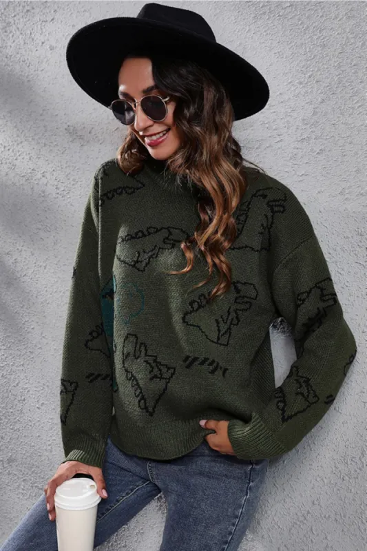 Dinosaur Pattern Round Neck Sweater sold by Charming Charlie
