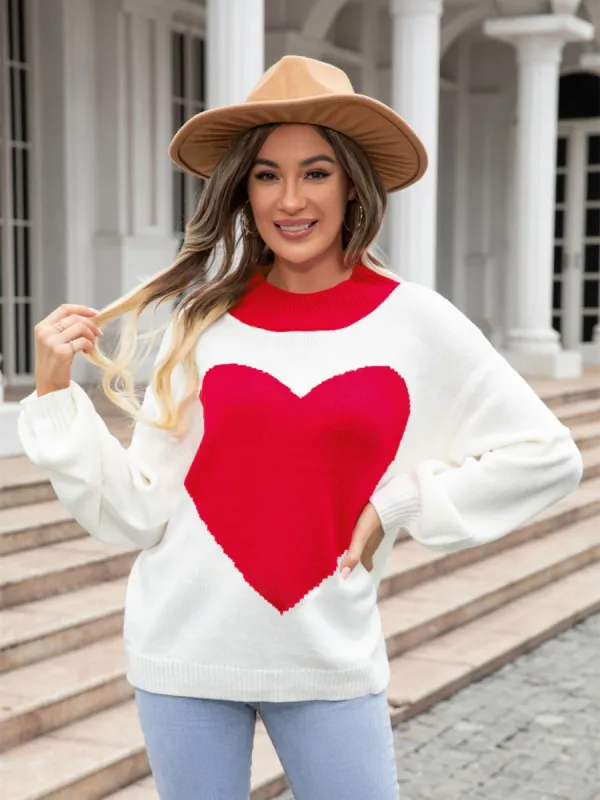 Heart Graphic Round Neck Sweater sold by Charming Charlie