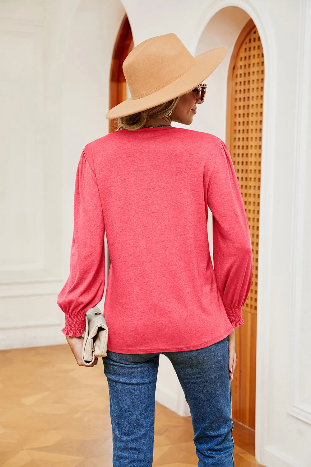 Contrast V-Neck Long Sleeve Top sold by Charming Charlie product image thumbnail 2