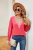 Contrast V-Neck Long Sleeve Top sold by Charming Charlie