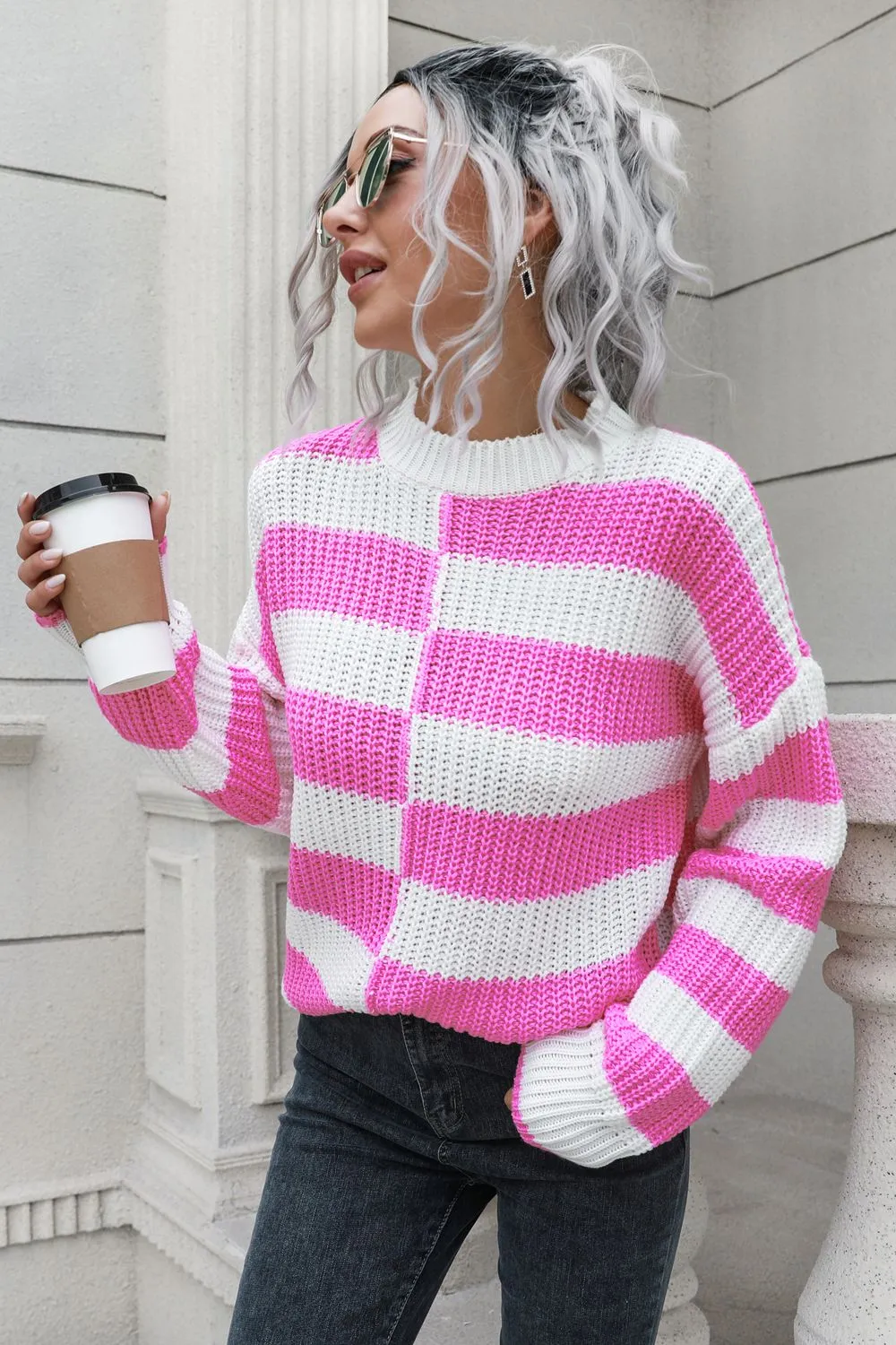 Color Block Dropped Shoulder Sweater sold by Charming Charlie product image thumbnail 3
