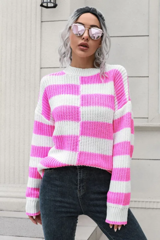 Color Block Dropped Shoulder Sweater sold by Charming Charlie