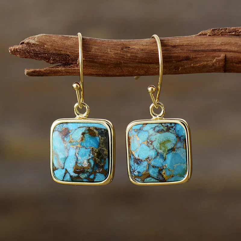 Square Copper Drop Earrings sold by Charming Charlie