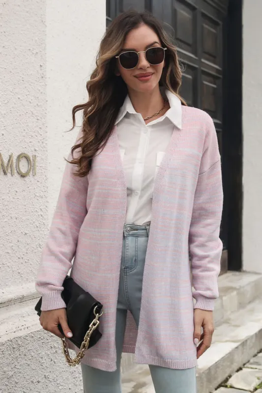 Striped Open Front Longline Cardigan sold by Charming Charlie