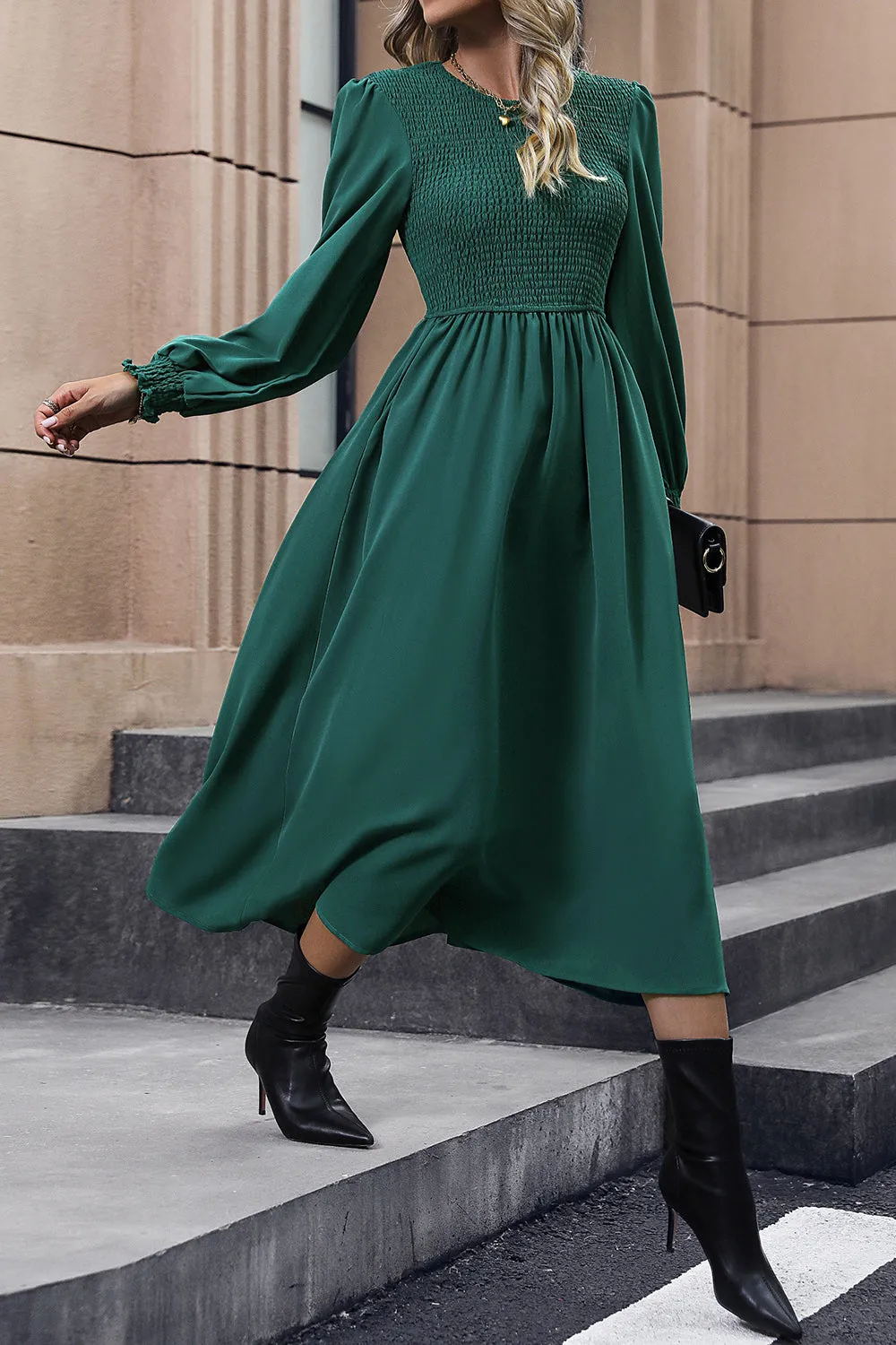 Smocked Long Sleeve Midi Dress sold by Charming Charlie product image thumbnail 4