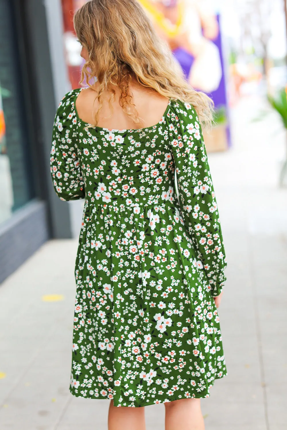 Positive Perceptions Olive Ditsy Floral Square Neck Dress sold by Charming Charlie product image thumbnail 3