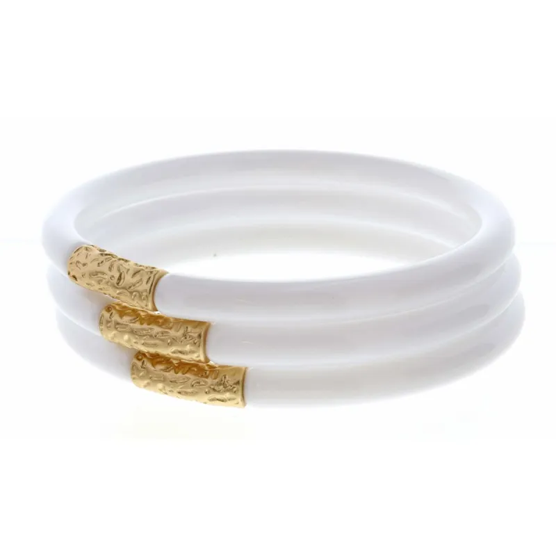 Stack of 3, White Bangles with Gold Accent Bracelet sold by Charming Charlie