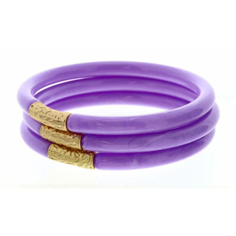 Stack of 3, Lavender Bangles with Gold Accent Bracelet sold by Charming Charlie