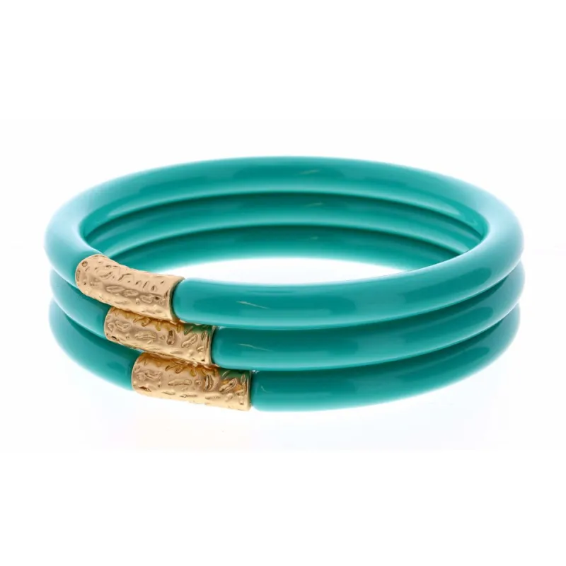 Stack of 3, Teal Bangles with Gold Accent Bracelet sold by Charming Charlie