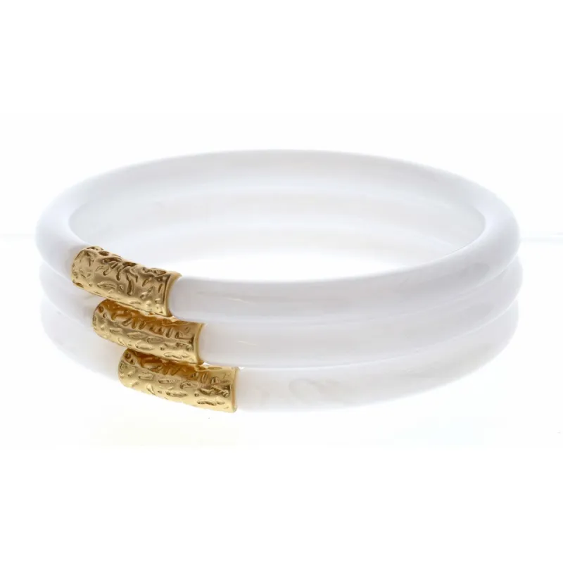 Stack of 3, Opal Bangles with Gold Accent Bracelet sold by Charming Charlie
