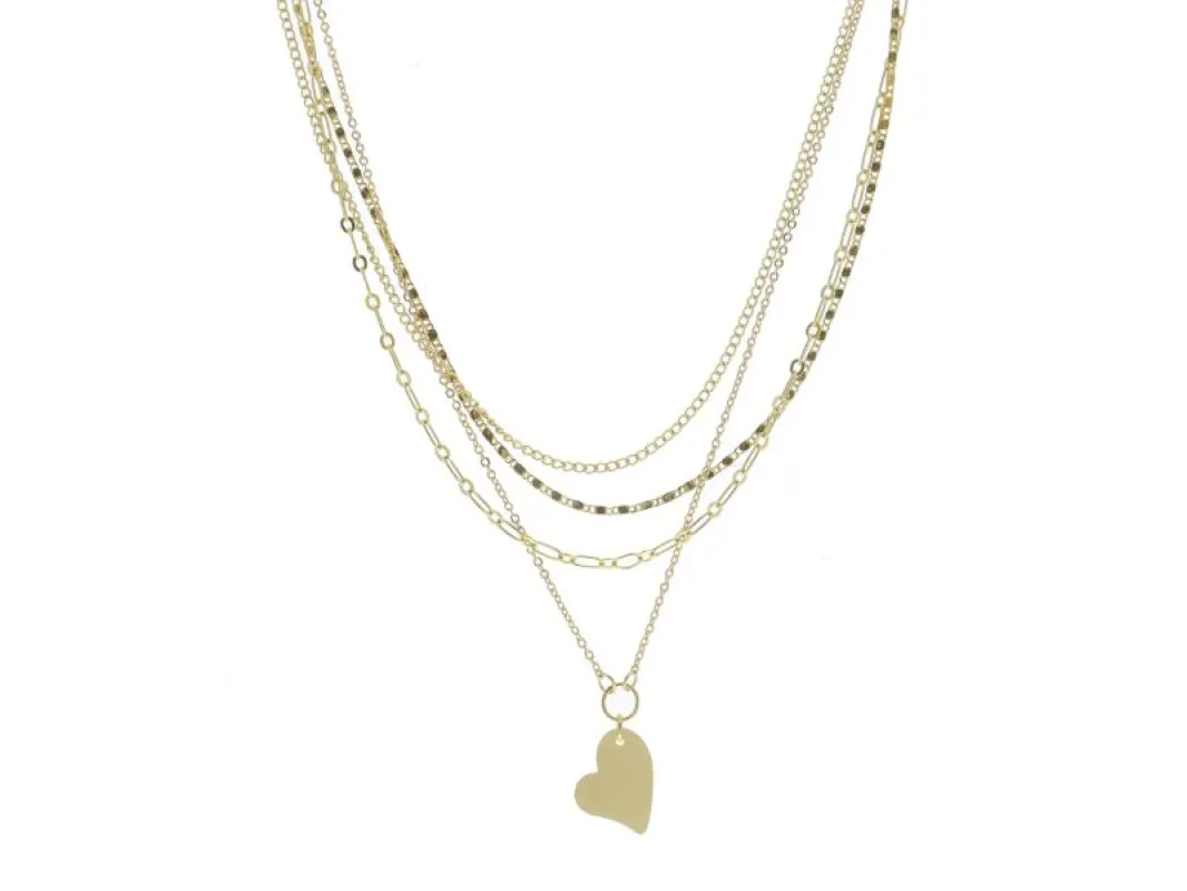 4 Layer Multi Gold Chains with Gold Heart Necklace sold by Charming Charlie