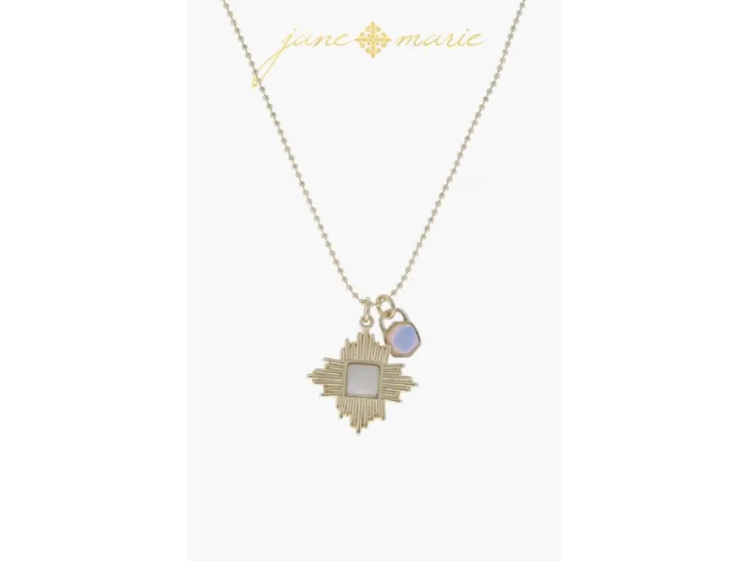 Rose Quartz Hexagon, Silver Teardrop with Clear Crystal Necklace sold by Charming Charlie
