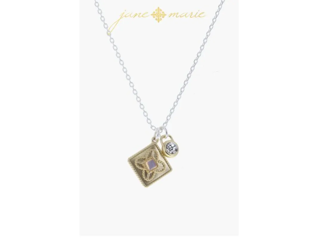 Gold Decorative Cross, Gold Stud Disc with Opalite Circle Necklace sold by Charming Charlie