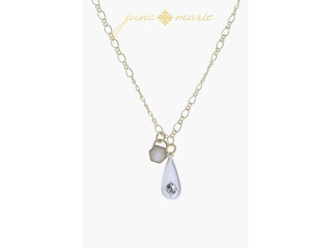 Silver Raised Rectangle with Star and Crystal, Opalite Circle Necklace sold by Charming Charlie