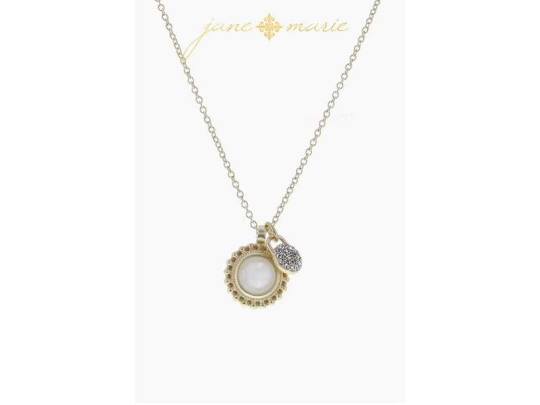 Gold Decorative Stud Disc with Rose Quartz Circle, Crystals Disc Necklace sold by Charming Charlie