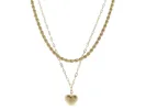 2 Strand, Gold Rope Chain, Gold Paperclip with Gold Heart Necklace sold by Charming Charlie