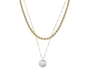 2 Strand, Gold Rope Chain, Gold Singapore Chain with Silver Disc Necklace sold by Charming Charlie