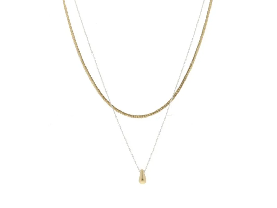 2 Strand, Gold Dapped Bar Chain, Silver Chain with Gold Teardrop Necklace sold by Charming Charlie