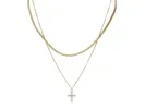 2 Strand, Gold Snake Chain, Gold Satellite Chain with Silver Cross Necklace sold by Charming Charlie