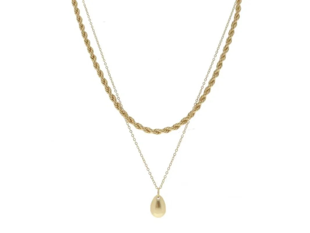 2 Strand, Gold Rope Chain, Gold Cable Chain with Gold Teardrop Necklace sold by Charming Charlie