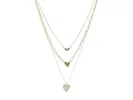 3 Strand, Mini Clear Crystal Heart, Gold Heart, Gold Cased White Shell Heart Necklace sold by Charming Charlie