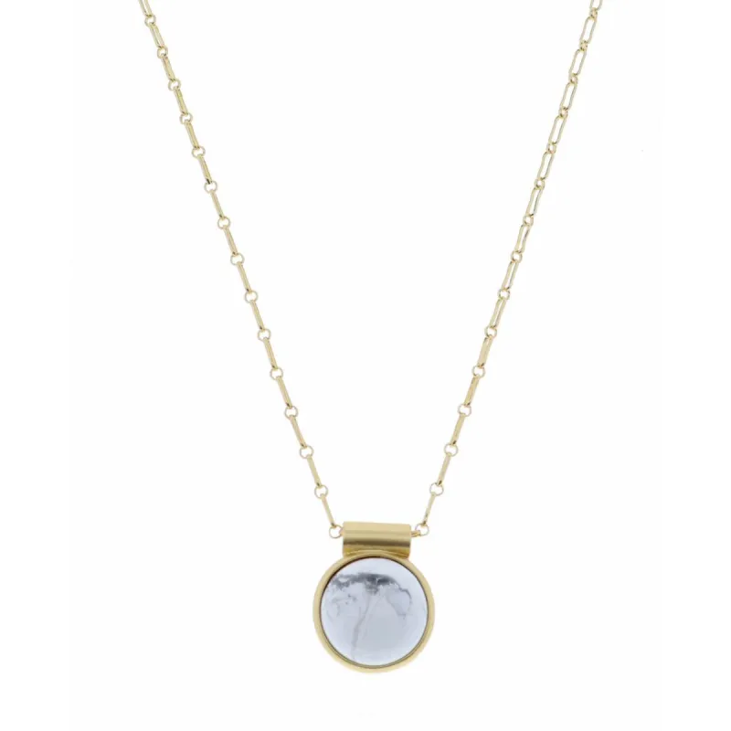 18" Encased Round Howlite Necklace, 2" Ext. sold by Charming Charlie