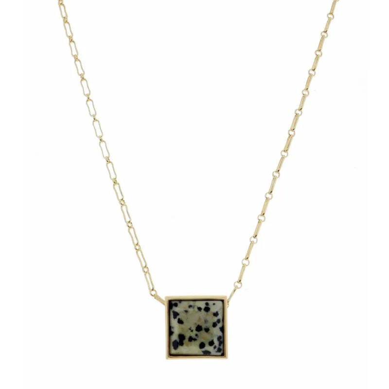 18" Encased Square Dalmatian Necklace, 2" Ext. sold by Charming Charlie