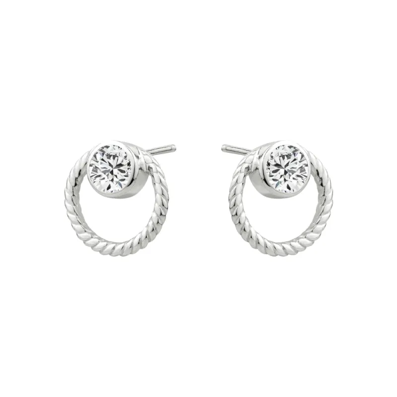 Sterling Silver Rope Cubic Zirconia Hoops sold by Charming Charlie