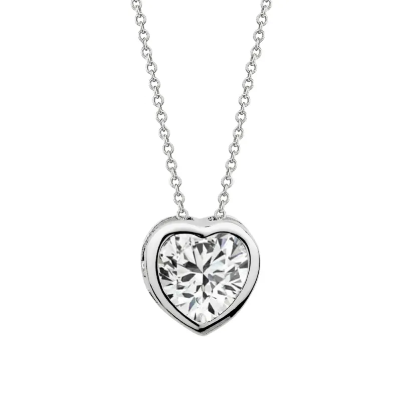 Sterling Silver Bezel Heart Cubic Zirconia Pendant sold by Charming Charlie